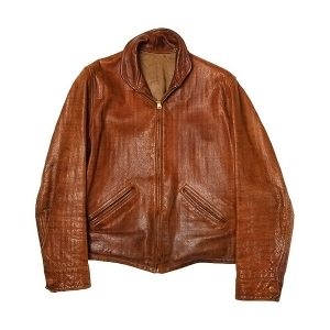 1930's Shawl Collar Half-Belt Leather Jacket