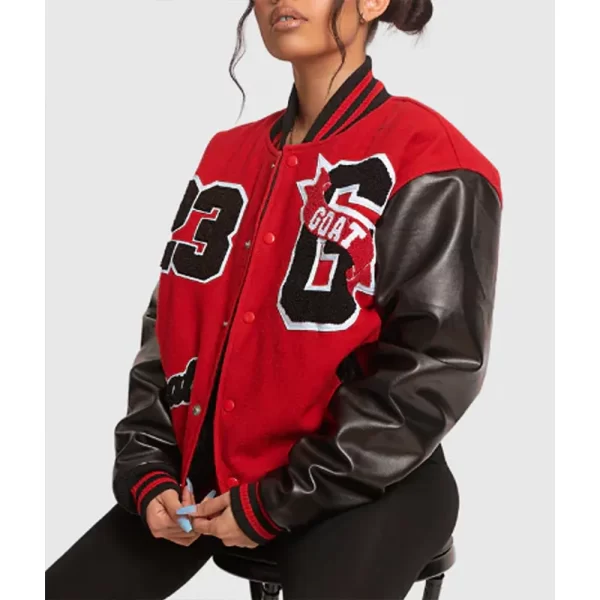 23 Goat Wool & Leather Full-Snap Varsity Jacket