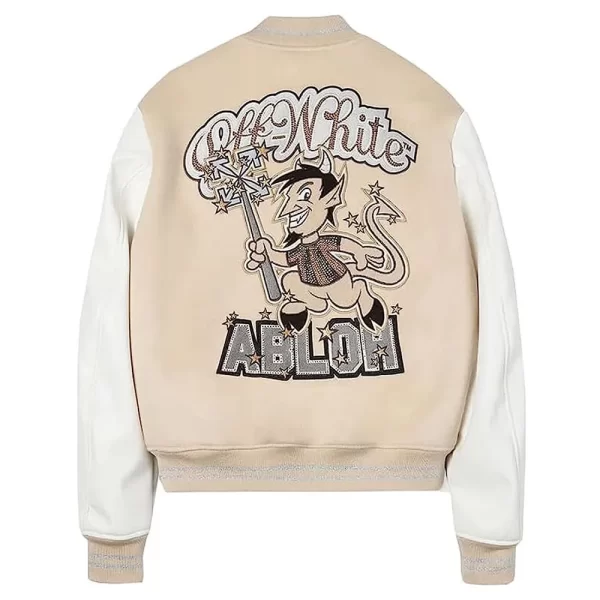 AC Milan Off White Abloh Varsity Wool & Leather Jacket