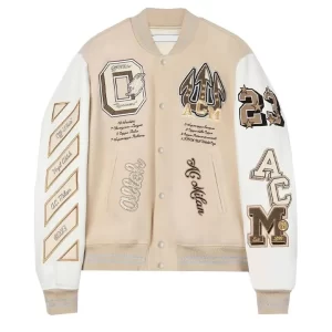 AC Milan Off White Varsity Wool Jacket