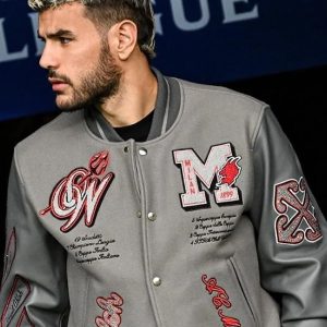 Ac Milan Grey Varsity Wool Jacket