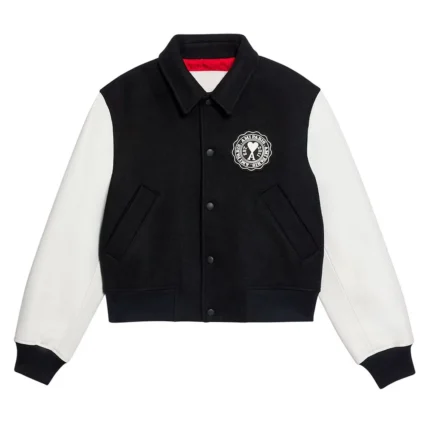 Ami Black and White Wool Varsity Jacket