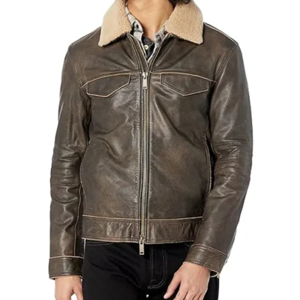 And Just Like That Sebastiano Pigazzi Brown Leather Jacket