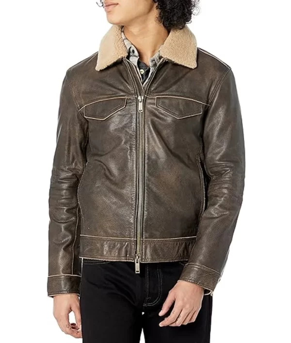 And Just Like That Sebastiano Pigazzi Brown Leather Jacket