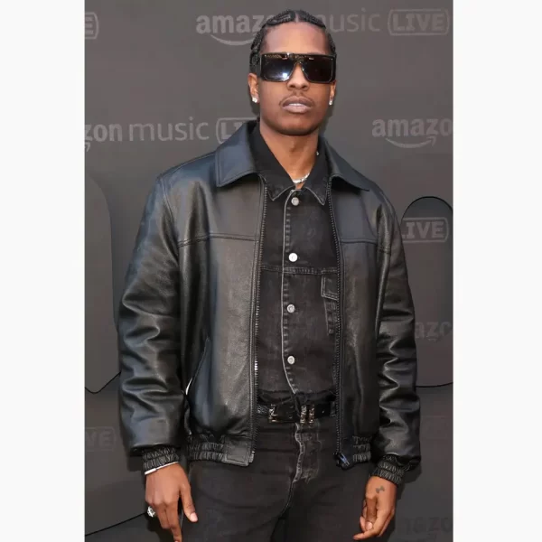 Asap Rocky Bomber Black Leather Jacket