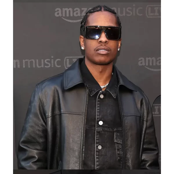 Asap Rocky GQ Black Leather Bomber Jacket