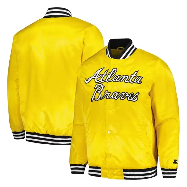 Atlanta Braves Gold Cross Bronx Fashion Satin Jacket