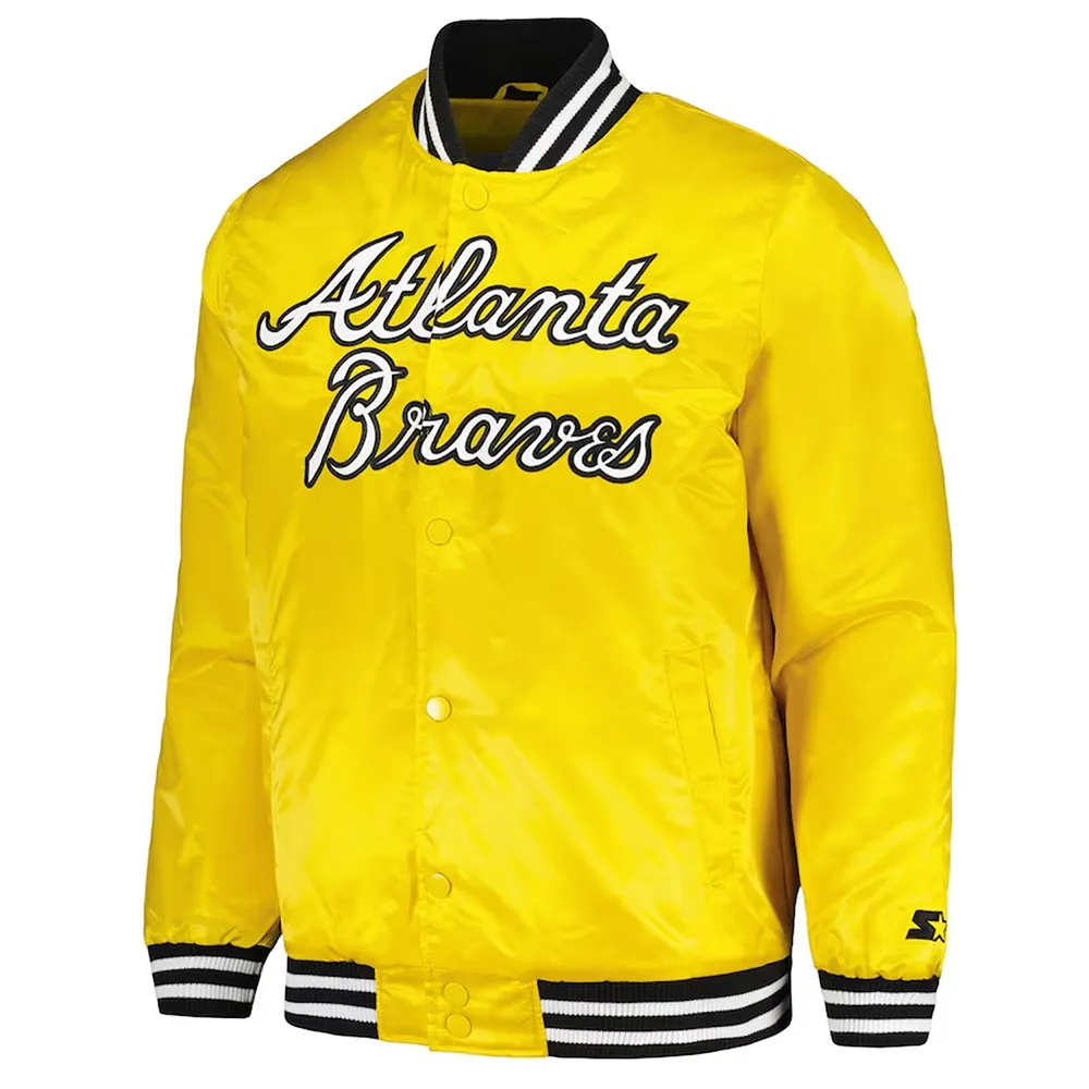 Atlanta Braves Gold Cross Bronx Fashion Satin Jacket - A2 Jackets