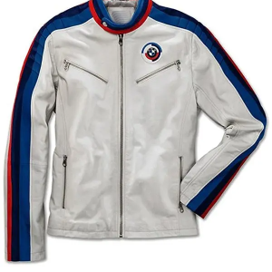 BMW Classical Men’s Leather Blue & white Jacket