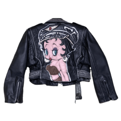 Betty Boop Black Studded Biker Leather Jacket