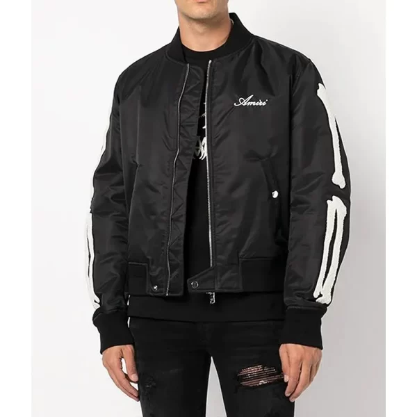 Black Amiri Applique Detail Bomber Nylon Jacket