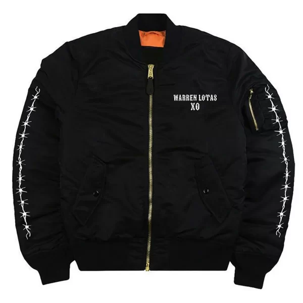 Black The Weeknd Warren Lotas XO Bomber Satin Jacket