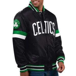 Boston Celtics Home Game Kelly Black Satin Jacket