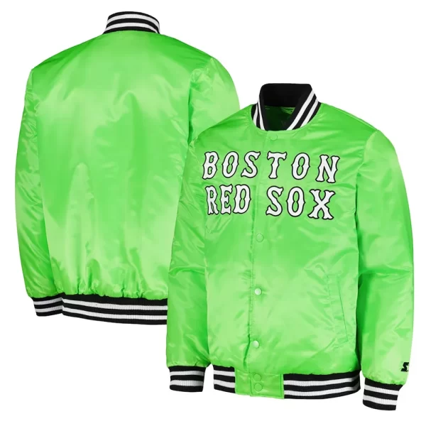 Boston Red Sox Cross Bronx Fashion Neon Satin Jacket