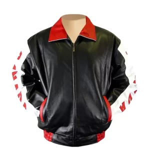 Canadian flag inspired Bomber style Leather Jacket