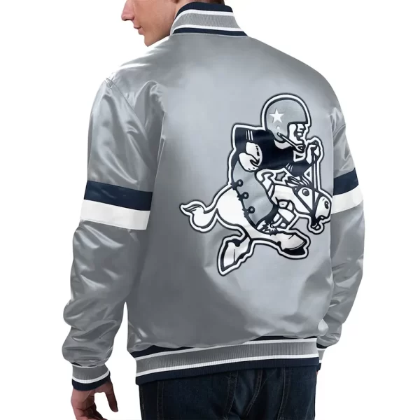 Dallas Cowboys Home Game Full-Snap Varsity Satin Silver Jacket
