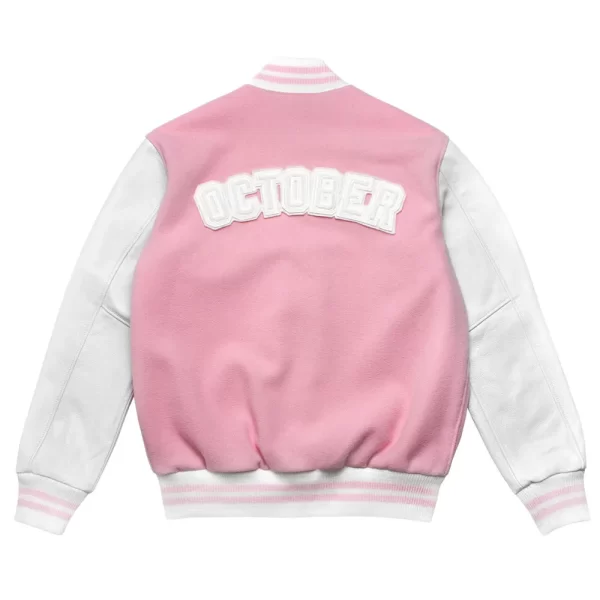 Drake OVO Valentine’s Day Pink Varsity Wool & Leather Jacket