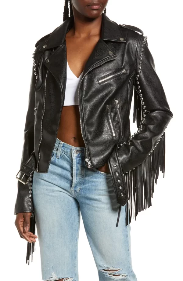 Fringe-moto Moto Black Leather Jacket