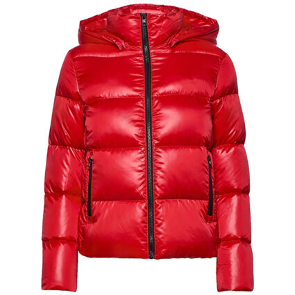 Glossy Hooded Red Puffer Jacket