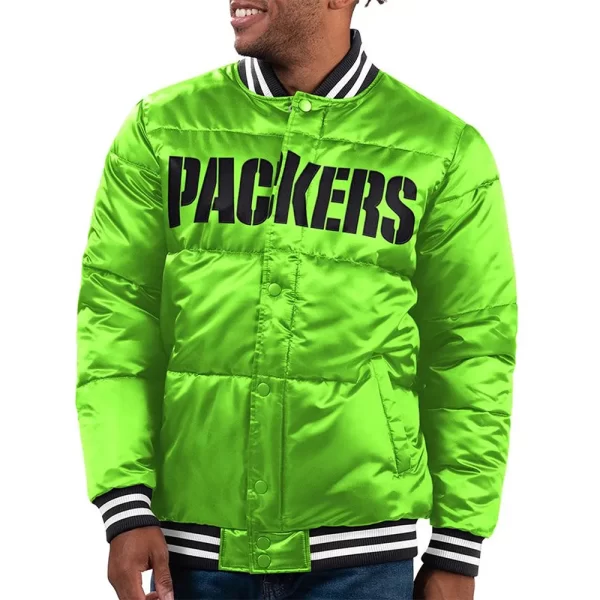 Green Bay Packers Bronx Fashion Bubble Satin Puffer Jacket