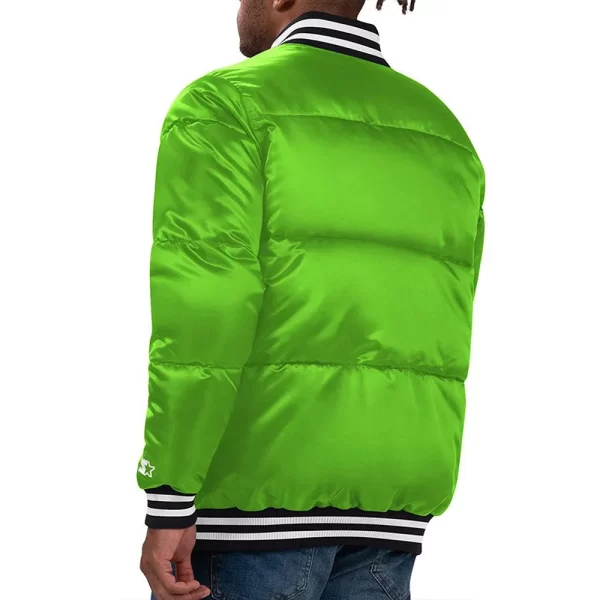 Green Bay Packers Cross Bronx Fashion Bubble Green Puffer Satin Jacket