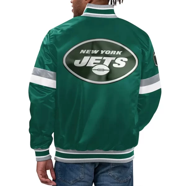 Green NY Jets Home Game Varsity Satin Jacket