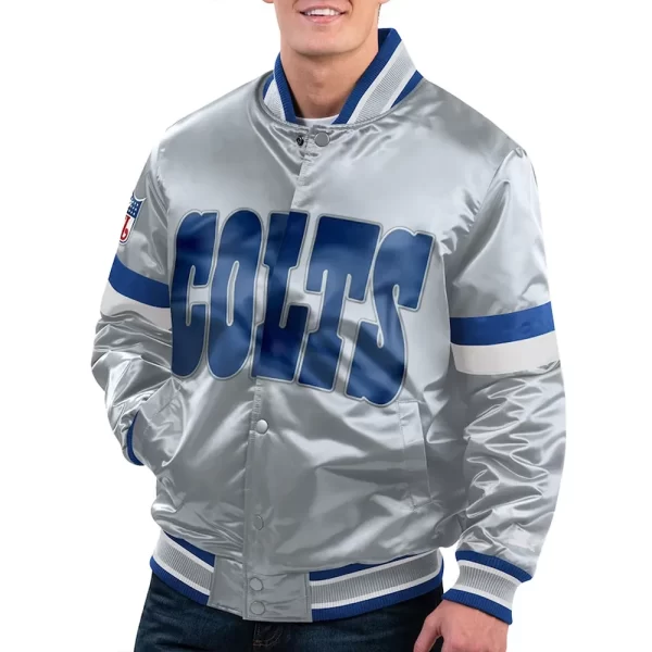 Indianapolis Colts Gridiron Classics Home Game Gray Satin Jacket