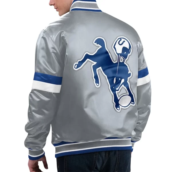 Indianapolis Colts Gridiron Classics Home Game Varsity Gray Satin Jacket