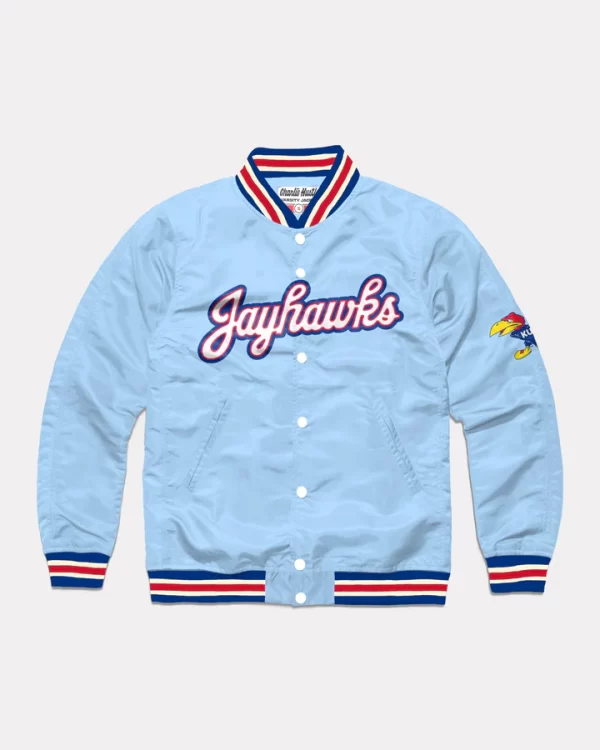 Jayhawks Script Satin Varsity Jacket