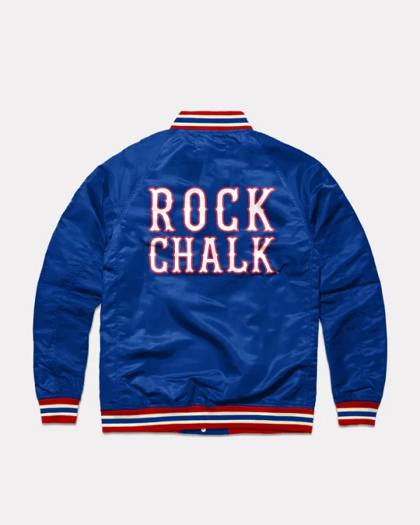 Kansas Rock Chalk Satin Varsity Jacket