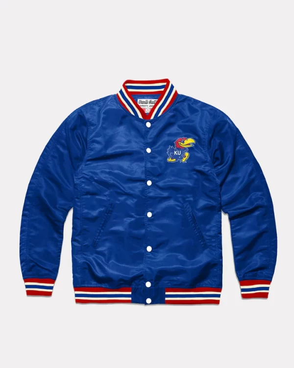 Kansas Rock Chalk Varsity Satin Jacket