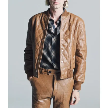 Kevin Jonas Claim To Fame Quilted Brown Leather Jacket