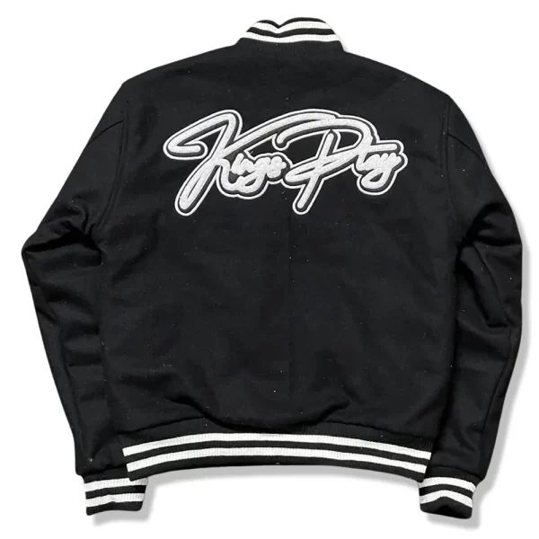 Kingsplay Varsity Black Wool Full-Snap Jacket