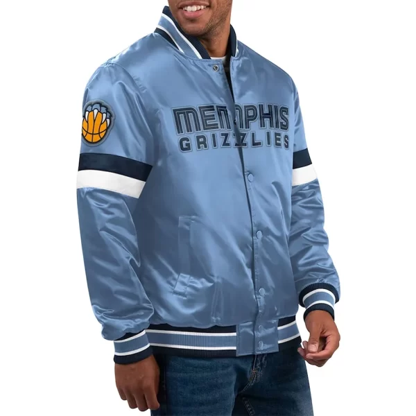 Memphis Grizzlies Home Game Light Blue Satin Varsity Jacket