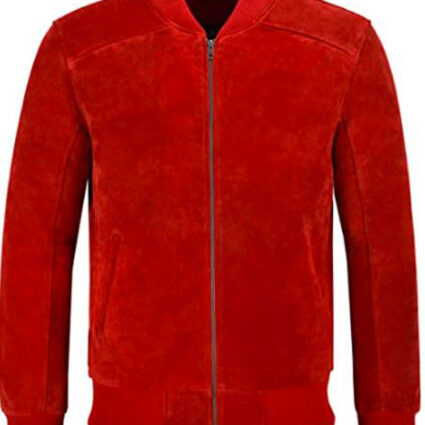 Men’s Bomber 70’s Red Suede Leather Jacket