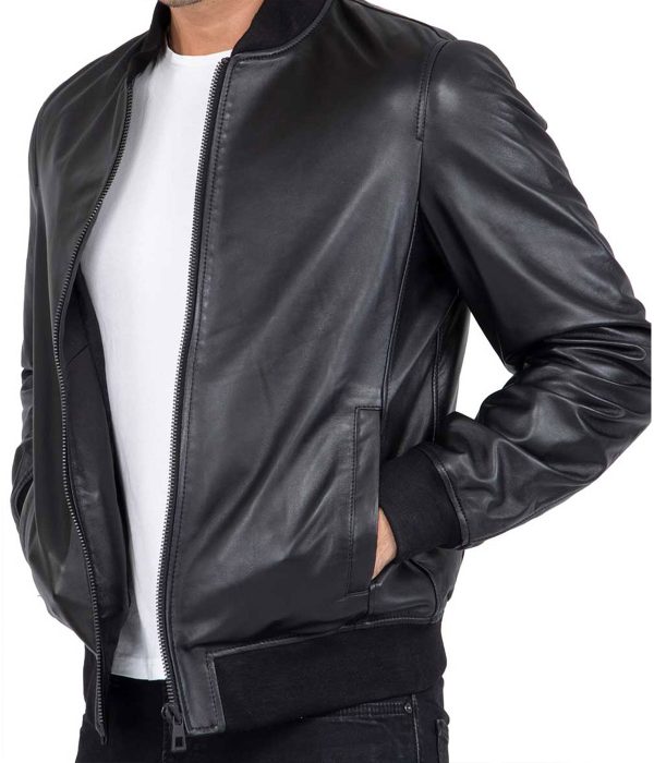 Men’s Bomber Black Leather Jackets