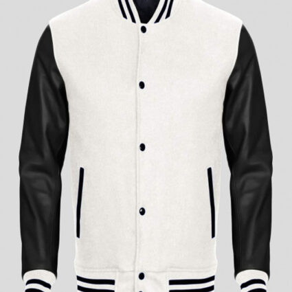 Men’s Bomber Black and White Wool Varsity Jacket