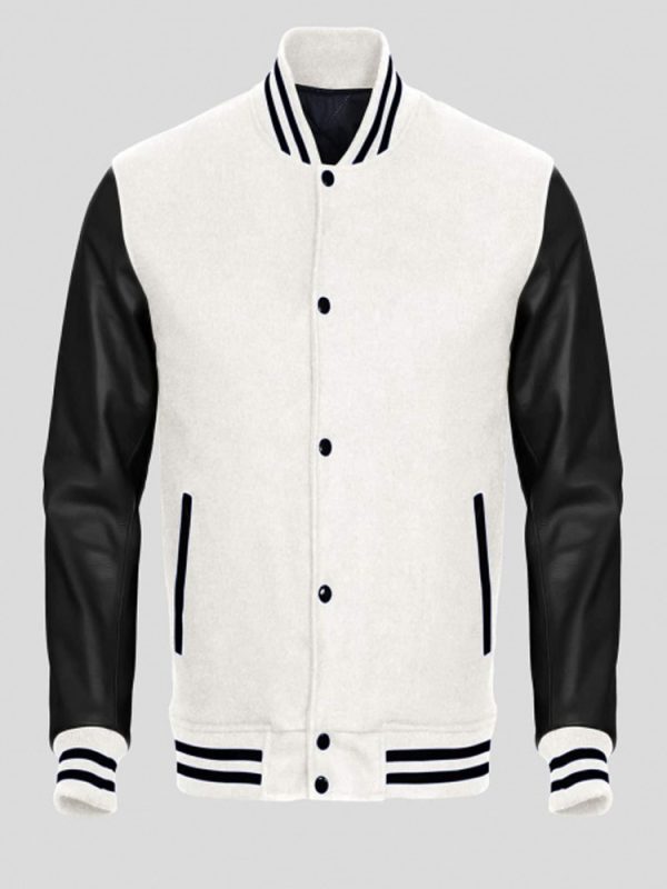 Men’s Bomber Black and White Wool Varsity Jacket