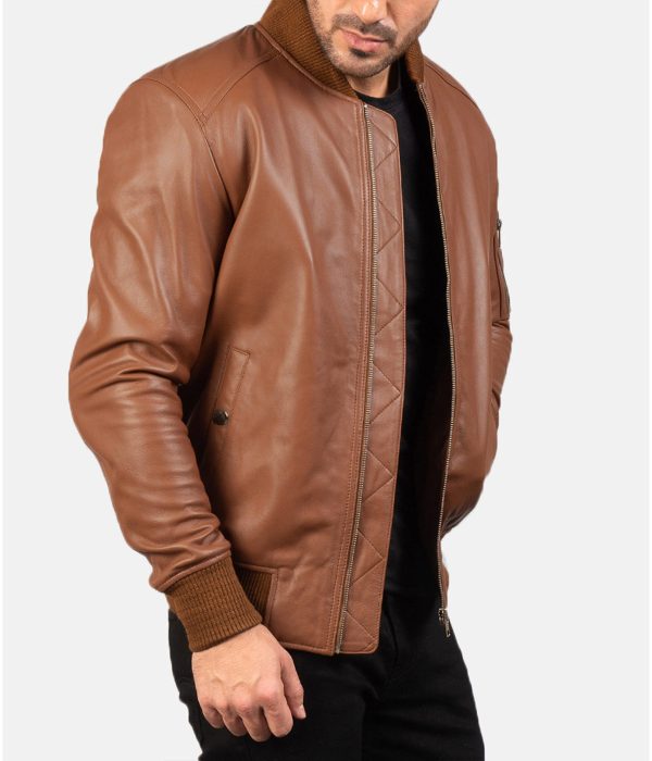 Men’s Bomber MA-1 Flight Leather Brown Jacket