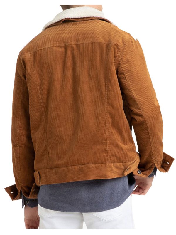 Men’s Brown Corduroy Aviator with Faux Jacket