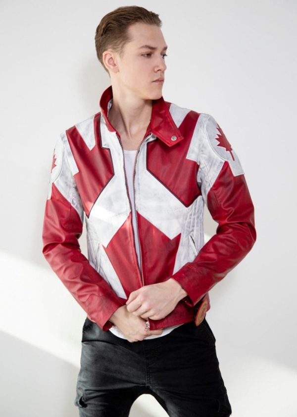 Mens Canuck Canadian Flag Leather Jacket