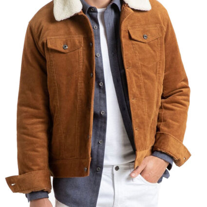 Men’s Shearling Brown Corduroy Faux Jacket