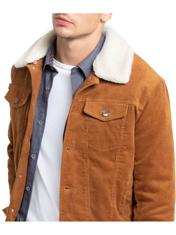 Men’s Shearling Brown Corduroy Jacket