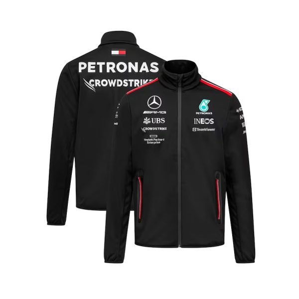 Mercedes AMG Petronas F1 2023 Team Softshell Black Jacket