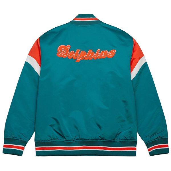 Miami Dolphins Heavyweight Teal Full-Snap Satin Jacket