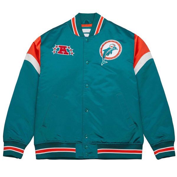 Miami Dolphins Heavyweight Teal Satin Jacket