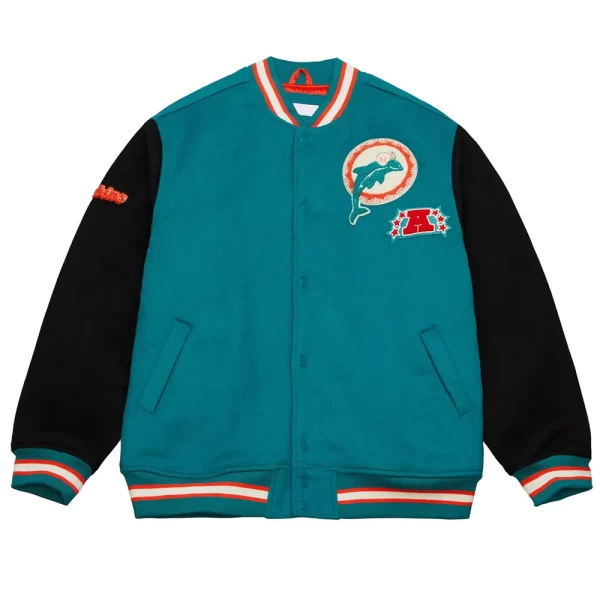 Miami Dolphins Team Legacy Wool Varsity Jacket