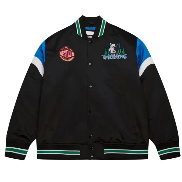 Minnesota Timberwolves Heavyweight Black Satin Jacket