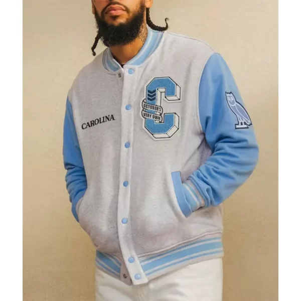 NCAA North Carolina Tar Heels OVO Varsity Fleece Gray and Royal Jacket