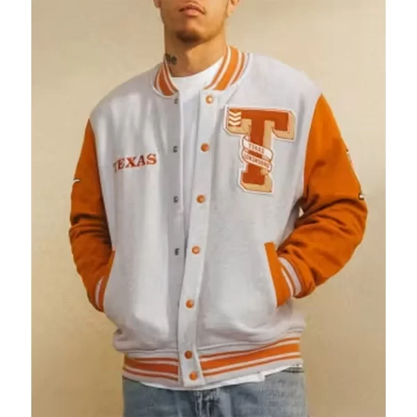 NCAA Texas Longhorns OVO Gray and Orange Fleece Varsity Jacket